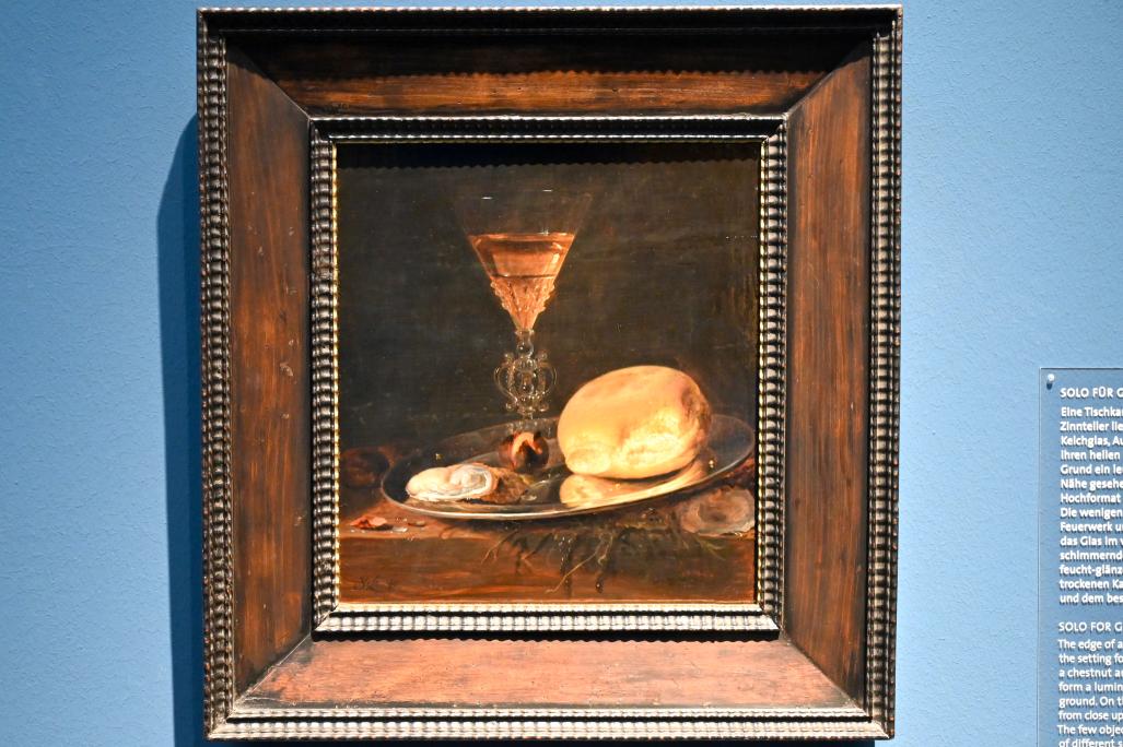 Simon Luttichuys: Stillleben mit Weinglas und Brot, um 1655