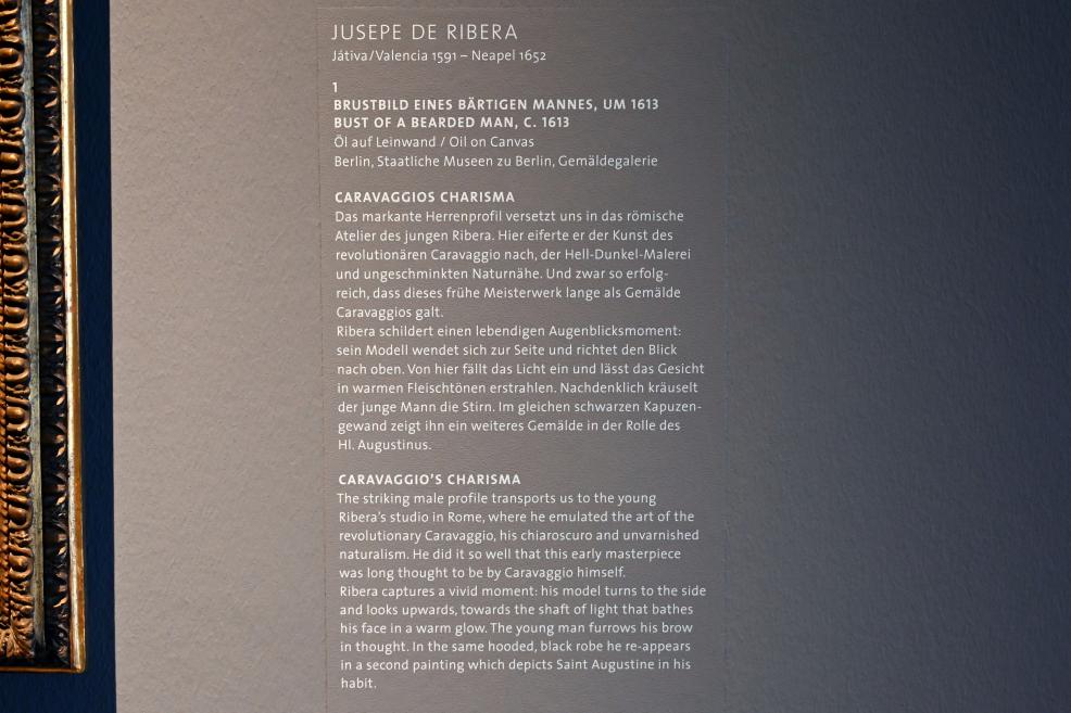Jusepe de Ribera (1607–1650), Brustbild eines bärtigen Mannes, Köln, Wallraf-Richartz-Museum, Barock - Saal 7, um 1613, Bild 2/2