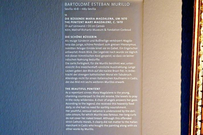Bartolomé Esteban Murillo (1645–1678), Die büßende Maria Magdalena, Köln, Wallraf-Richartz-Museum, Barock - Saal 7, um 1670, Bild 2/2