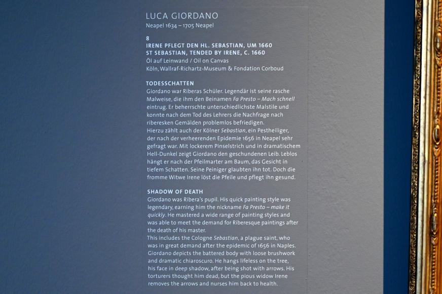 Luca Giordano (1651–1696), Irene pflegt den hl Sebastian, Köln, Wallraf-Richartz-Museum, Barock - Saal 7, um 1660, Bild 2/2