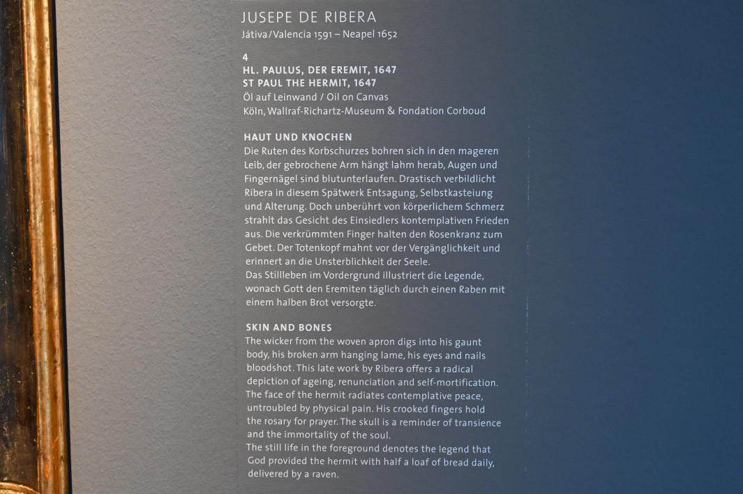 Jusepe de Ribera (1607–1650), Hl. Paulus, der Eremit, Köln, Wallraf-Richartz-Museum, Barock - Saal 7, 1647, Bild 2/2