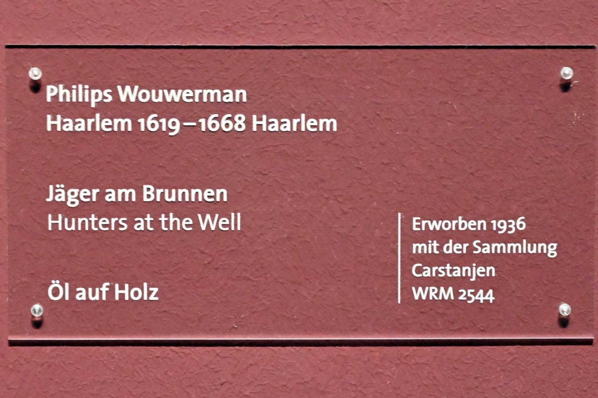 Philips Wouwerman (1645–1665), Jäger am Brunnen, Köln, Wallraf-Richartz-Museum, Barock - Saal 8, Undatiert, Bild 2/2