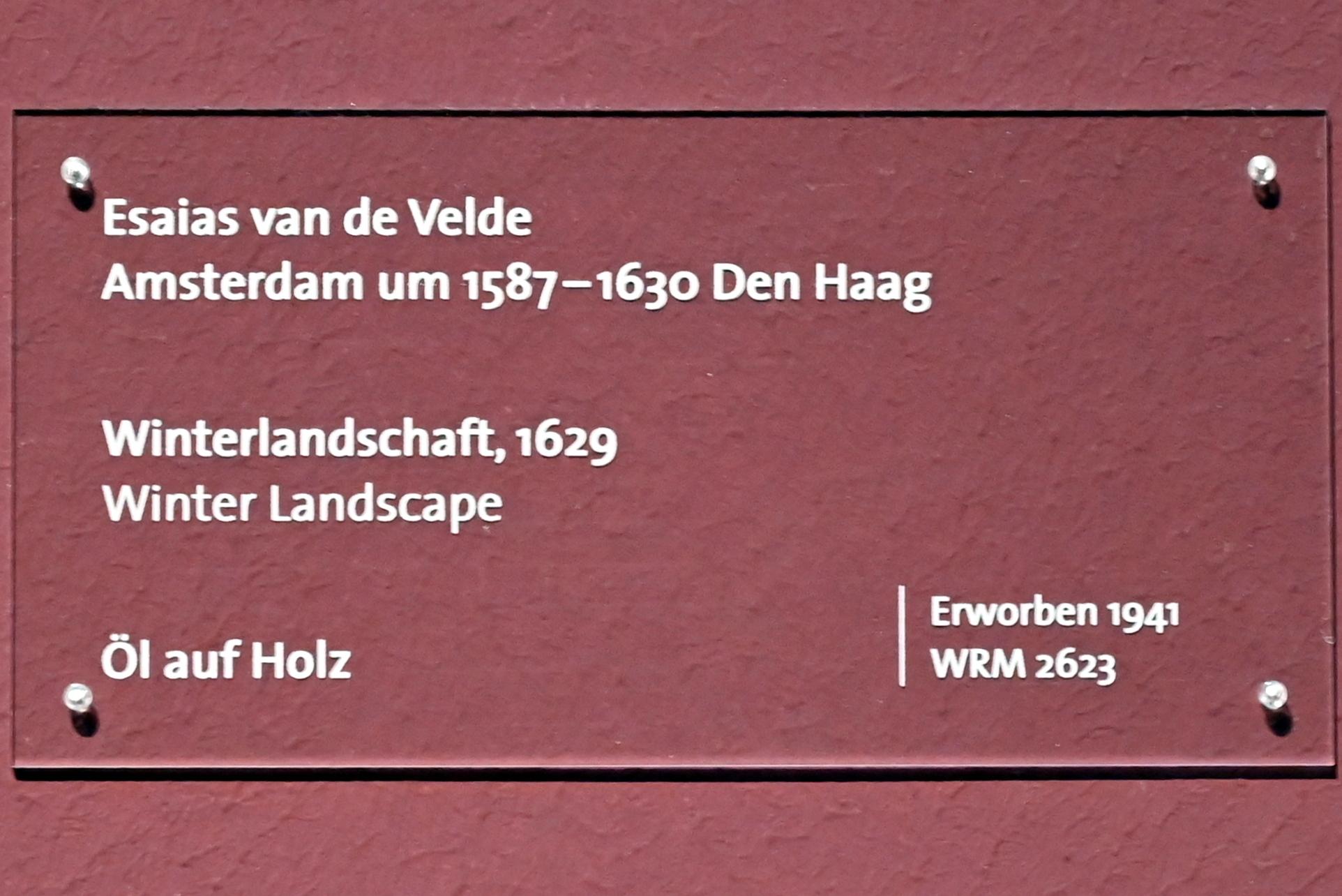 Esaias van de Velde (1600–1629), Winterlandschaft, Köln, Wallraf-Richartz-Museum, Barock - Saal 8, 1629, Bild 2/2