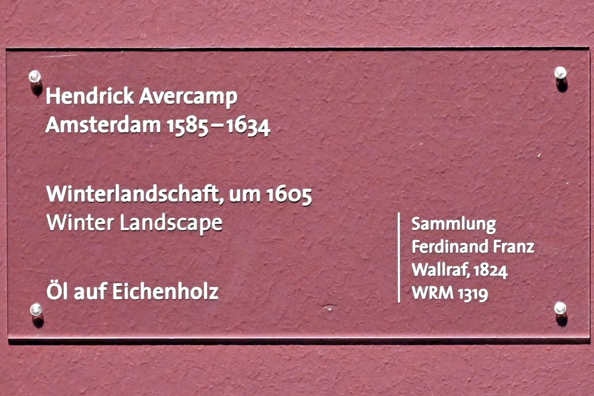 Hendrick Avercamp (1605–1615), Winterlandschaft, Köln, Wallraf-Richartz-Museum, Barock - Saal 8, um 1605, Bild 2/2