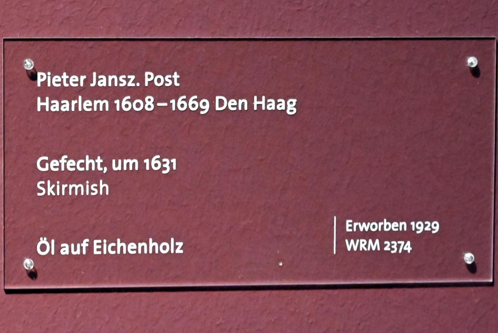 Pieter Post (1631), Gefecht, Köln, Wallraf-Richartz-Museum, Barock - Saal 8, um 1631, Bild 2/2