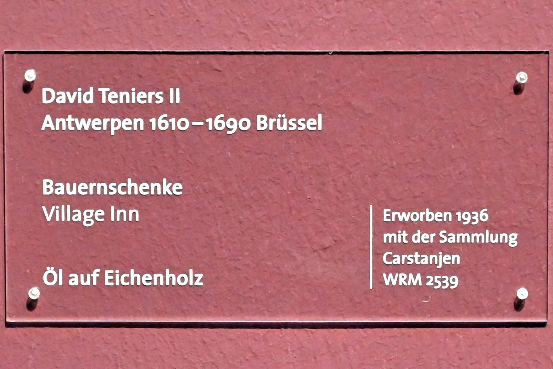 David Teniers der Jüngere (1633–1682), Bauernschenke, Köln, Wallraf-Richartz-Museum, Barock - Saal 8, Undatiert, Bild 2/2