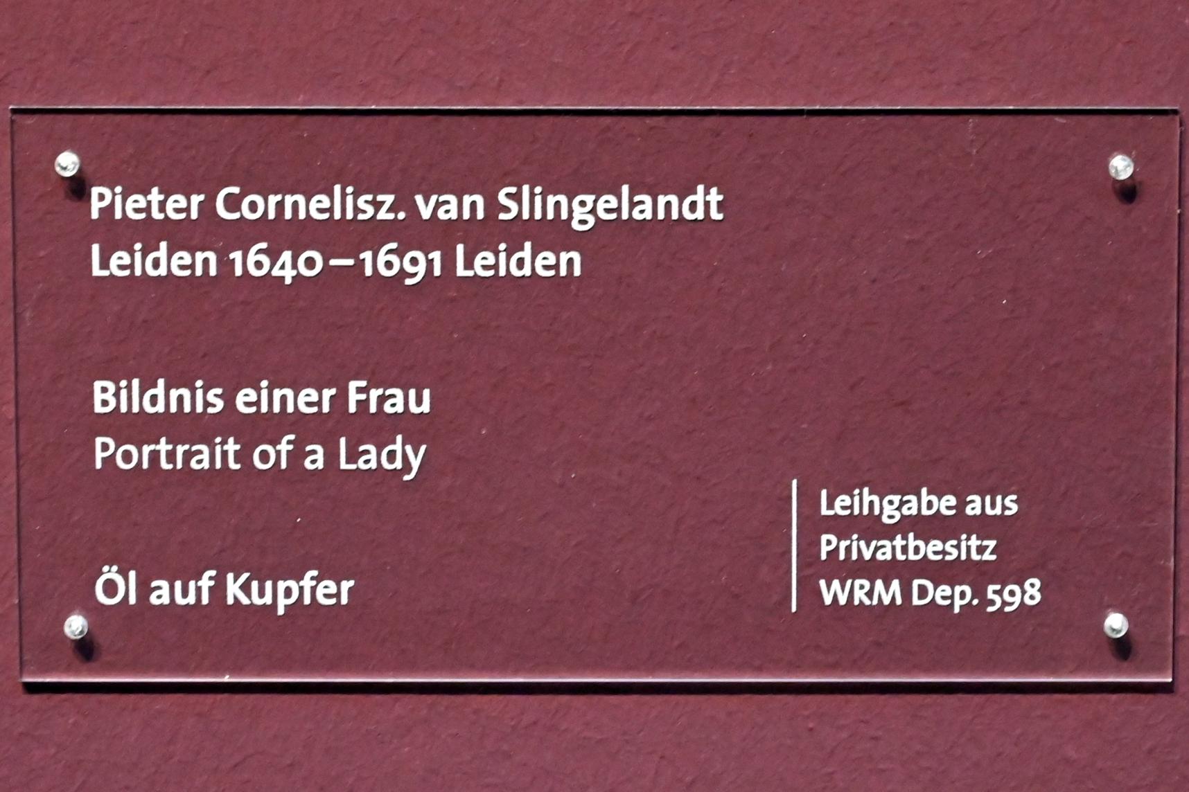 Pieter Cornelisz van Slingelandt (1656–1676), Bildnis einer Frau, Köln, Wallraf-Richartz-Museum, Barock - Saal 8, Undatiert, Bild 2/2