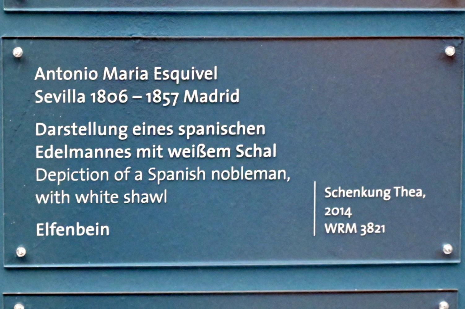 Antonio María Esquivel (Undatiert), Darstellung eines spanischen Edelmannes mit weißem Schal, Köln, Wallraf-Richartz-Museum, Barock - Saal 9, Undatiert, Bild 2/2