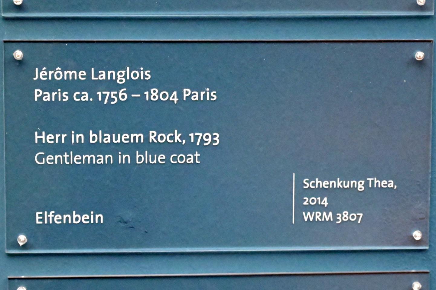 Jerömè Langlois (1793), Herr in blauem Rock, Köln, Wallraf-Richartz-Museum, Barock - Saal 9, 1793, Bild 2/2
