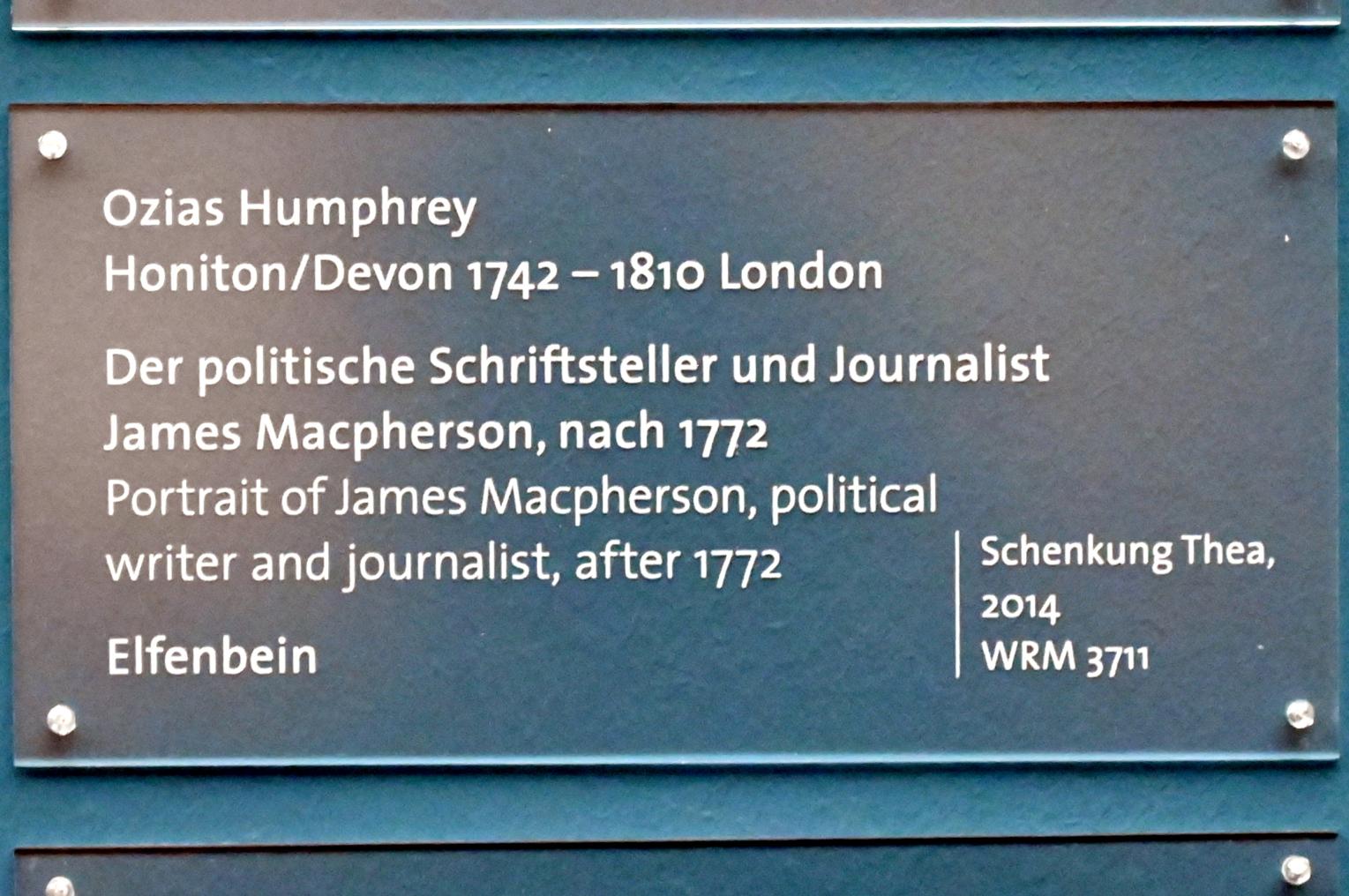 Ozias Humphry (Humphrey) (1773), Der politische Schriftsteller und Journalist James Macpherson, Köln, Wallraf-Richartz-Museum, Barock - Saal 9, nach 1772, Bild 2/2