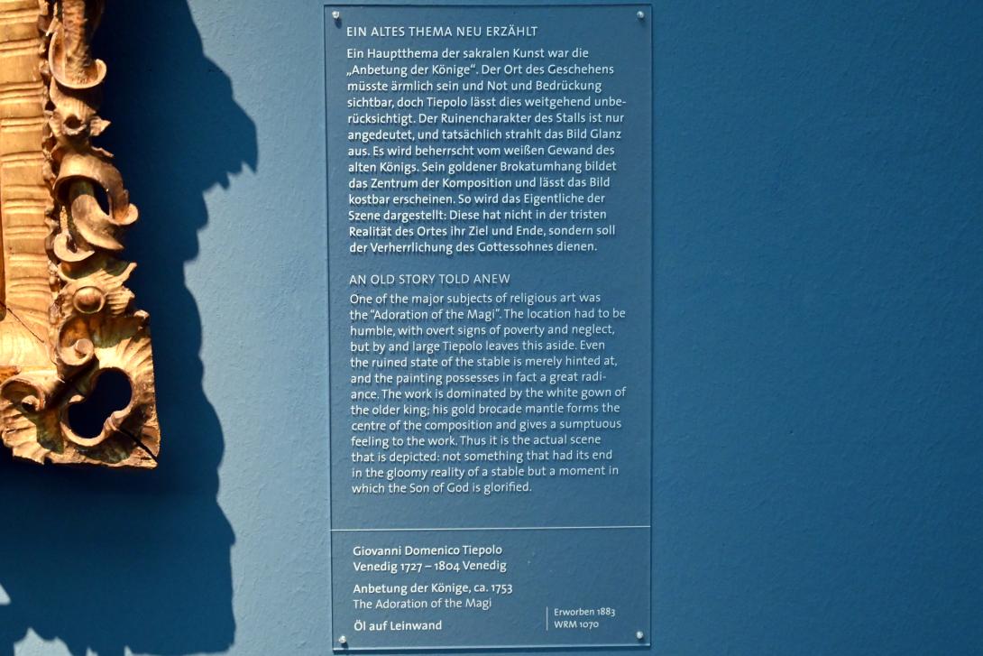 Giovanni Domenico Tiepolo (1743–1785), Anbetung der Könige, Köln, Wallraf-Richartz-Museum, Barock - Saal 9, um 1753, Bild 2/2