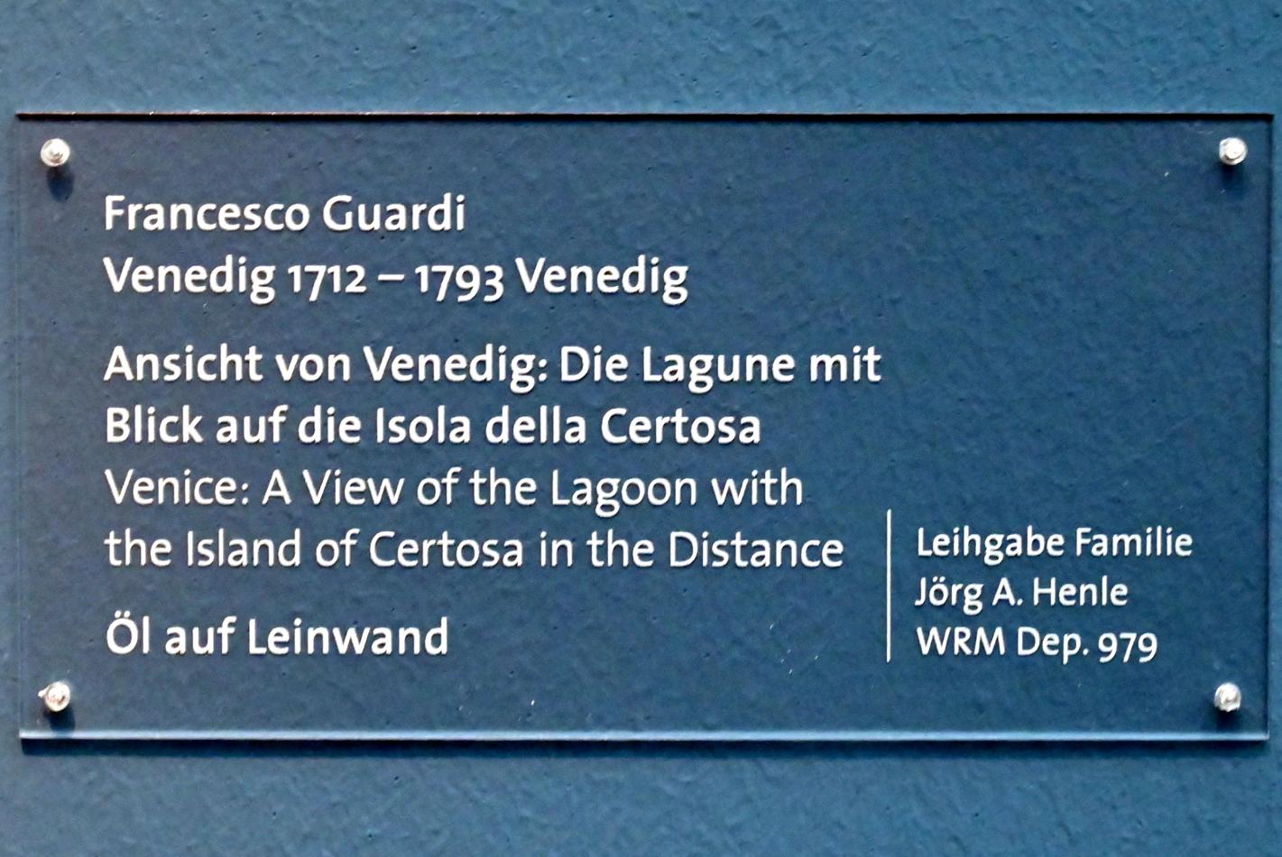 Francesco Guardi (1755–1790), Ansicht von Venedig: Die Lagune mit Blick auf die Isola della Certosa, Köln, Wallraf-Richartz-Museum, Barock - Saal 9, Undatiert, Bild 2/2