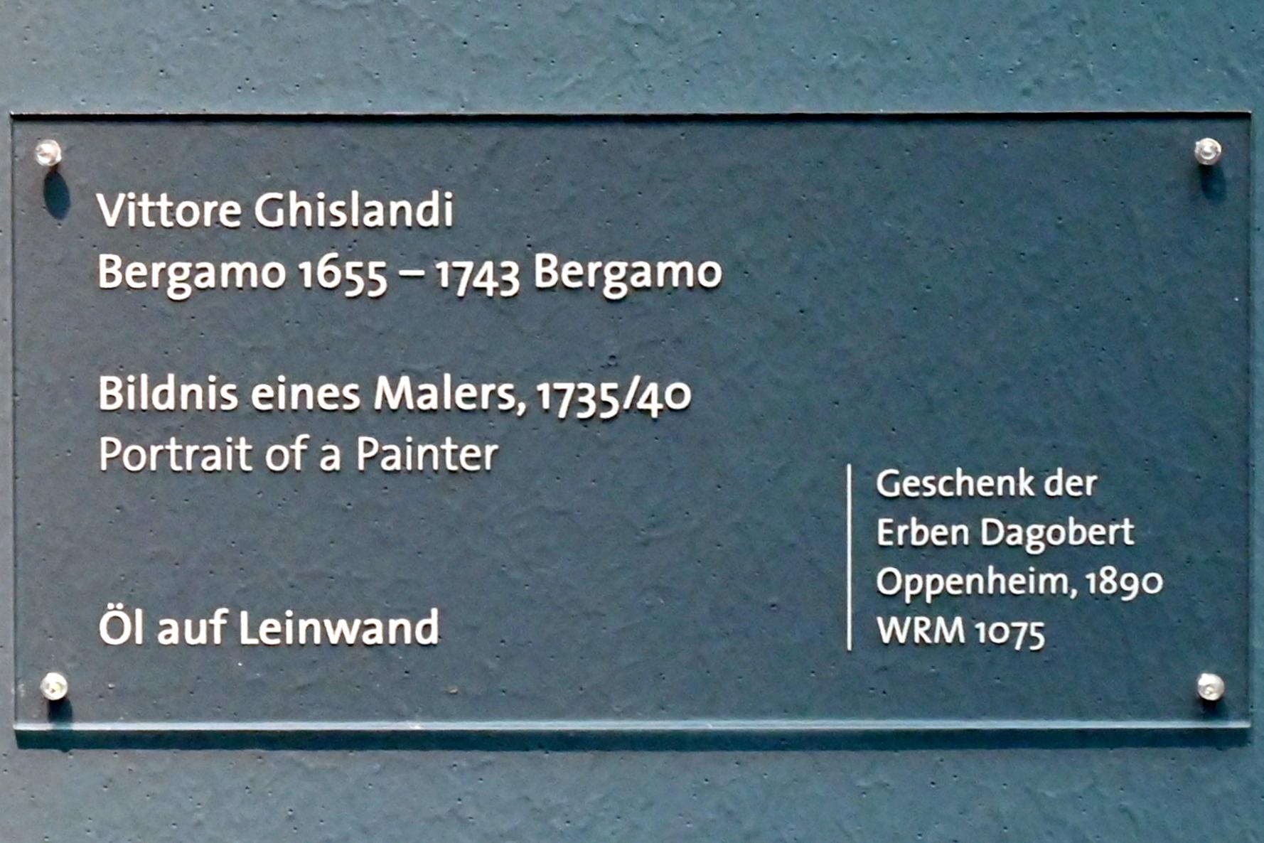 Fra Galgario (Giuseppe Vittore Ghislandi) (1715–1737), Bildnis eines Malers, Köln, Wallraf-Richartz-Museum, Barock - Saal 9, 1735–1740, Bild 2/2