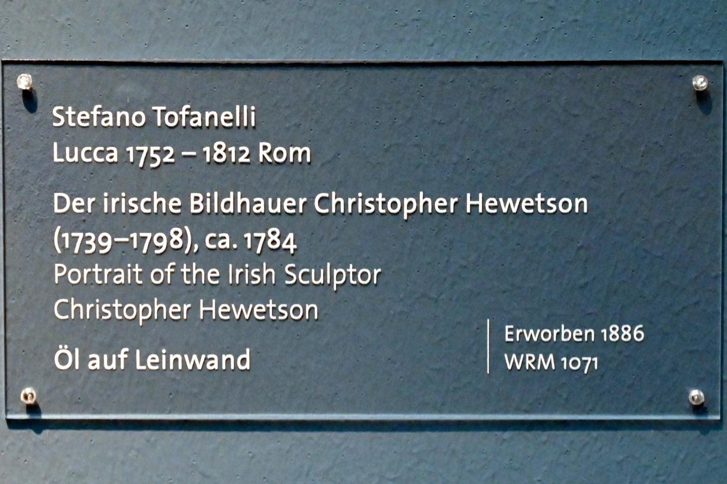 Stefano Tofanelli (1784), Der irische Bildhauer Christopher Hewetson (1739-1798), Köln, Wallraf-Richartz-Museum, Barock - Saal 9, um 1784, Bild 2/2