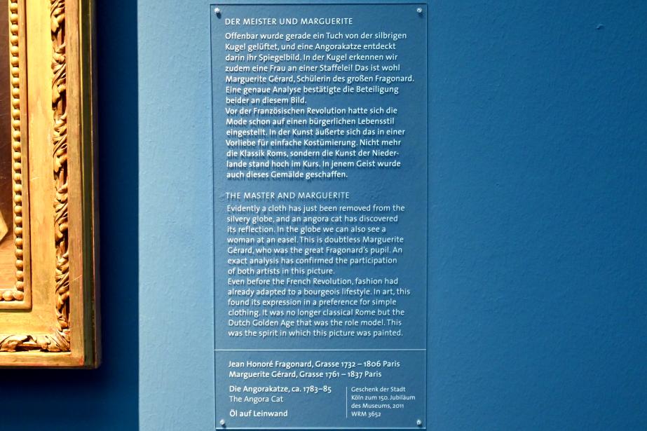 Jean-Honoré Fragonard (1751–1784), Die Angorakatze, Köln, Wallraf-Richartz-Museum, Barock - Saal 9, um 1783–1785, Bild 2/2