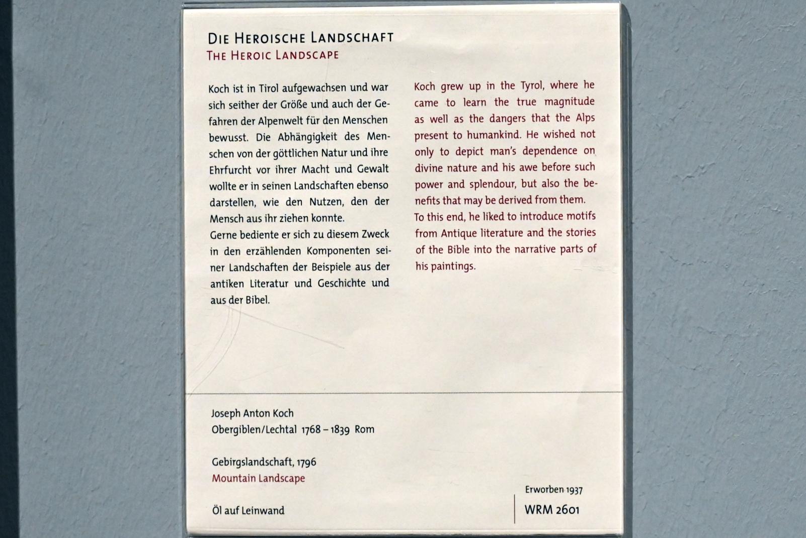 Joseph Anton Koch (1796–1835), Gebirgslandschaft, Köln, Wallraf-Richartz-Museum, 19. Jahrhundert - Saal 1, 1796, Bild 2/2