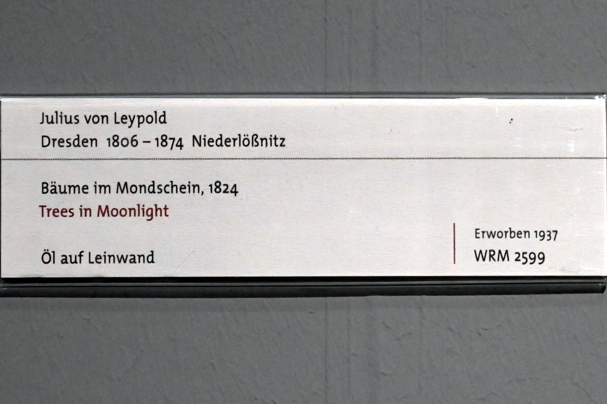 Julius von Leypold (1824–1835), Bäume im Mondschein, Köln, Wallraf-Richartz-Museum, 19. Jahrhundert - Saal 1, 1824, Bild 2/2