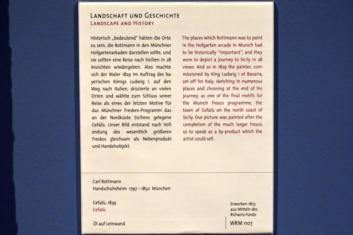 Carl Rottmann (1823–1849), Cefalù, Köln, Wallraf-Richartz-Museum, 19. Jahrhundert - Saal 1, 1839, Bild 2/2