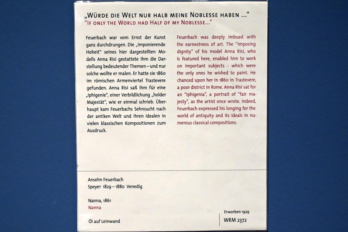 Anselm Feuerbach (1846–1878), Nanna, Köln, Wallraf-Richartz-Museum, 19. Jahrhundert - Saal 1, 1861, Bild 2/2