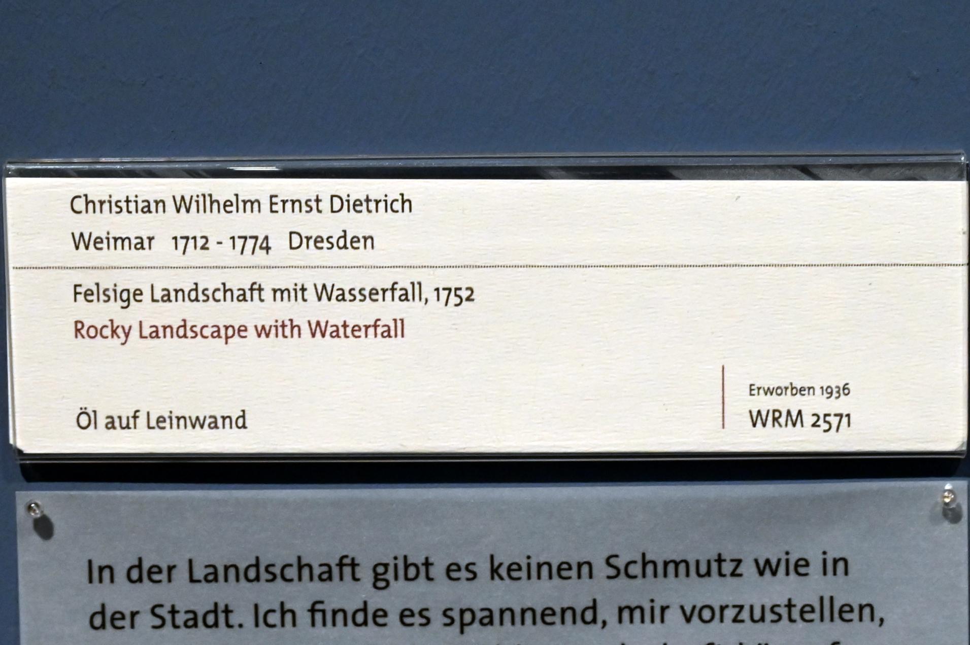 Christian Wilhelm Ernst Dietrich (1734–1774), Felsige Landschaft mit Wasserfall, Köln, Wallraf-Richartz-Museum, 19. Jahrhundert - Saal 2, 1752, Bild 2/2