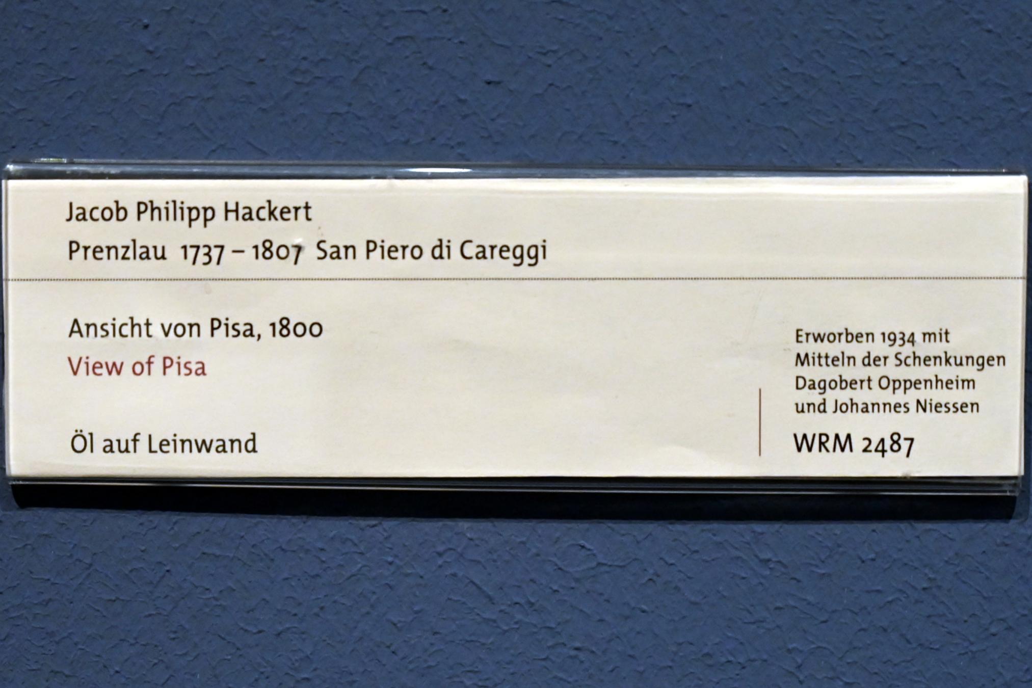 Jakob Philipp Hackert (1772–1805), Ansicht von Pisa, Köln, Wallraf-Richartz-Museum, 19. Jahrhundert - Saal 2, 1800, Bild 2/2