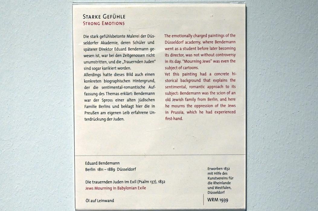 Eduard Julius Friedrich Bendemann (1832–1833), Die trauernden Juden im Exil (Psalm 137), Köln, Wallraf-Richartz-Museum, 19. Jahrhundert - Saal 2, 1832, Bild 2/2