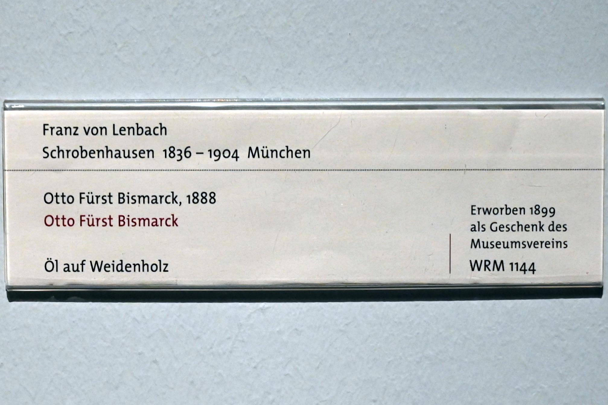 Franz von Lenbach (1858–1903), Otto Fürst Bismarck, Köln, Wallraf-Richartz-Museum, 19. Jahrhundert - Saal 2, 1888, Bild 2/2