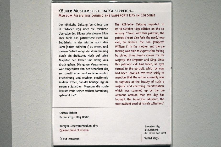 Gustav Richter (1879), Königin Luise von Preußen, Köln, Wallraf-Richartz-Museum, 19. Jahrhundert - Saal 2, 1879, Bild 2/2