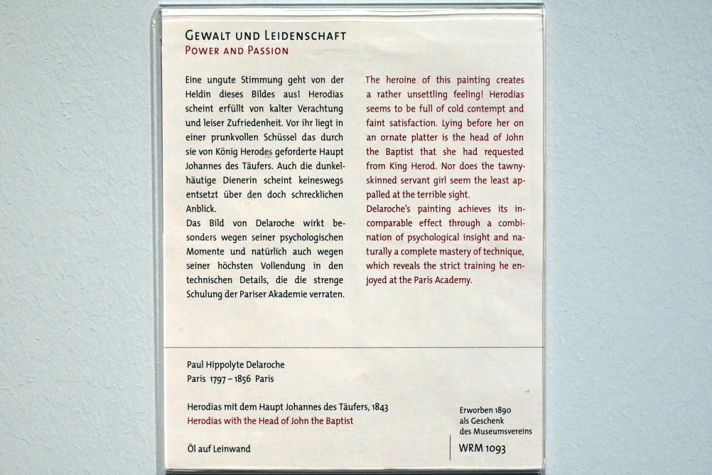Paul Delaroche (1826–1855), Herodias mit dem Haupt Johannes des Täufers, Köln, Wallraf-Richartz-Museum, 19. Jahrhundert - Saal 2, 1843, Bild 2/2