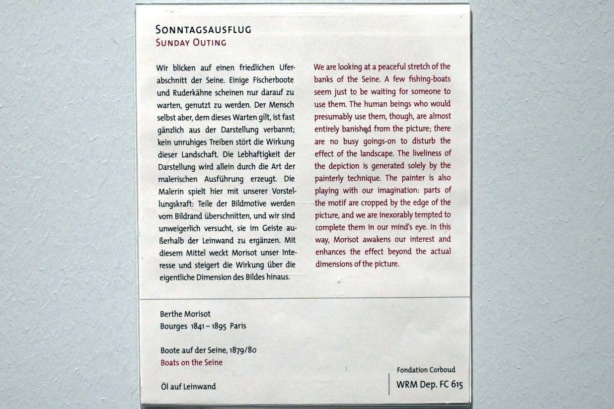 Berthe Morisot (1870–1894), Boote auf der Seine, Köln, Wallraf-Richartz-Museum, 19. Jahrhundert - Saal 3, 1879–1880, Bild 2/2
