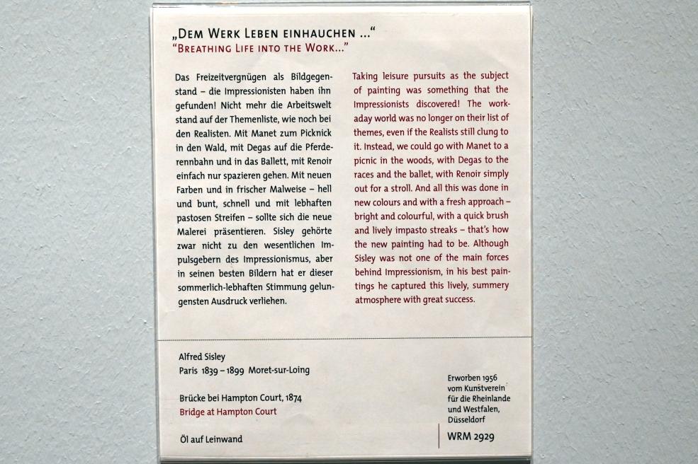 Alfred Sisley (1872–1896), Brücke bei Hampton Court, Köln, Wallraf-Richartz-Museum, 19. Jahrhundert - Saal 3, 1874, Bild 2/2