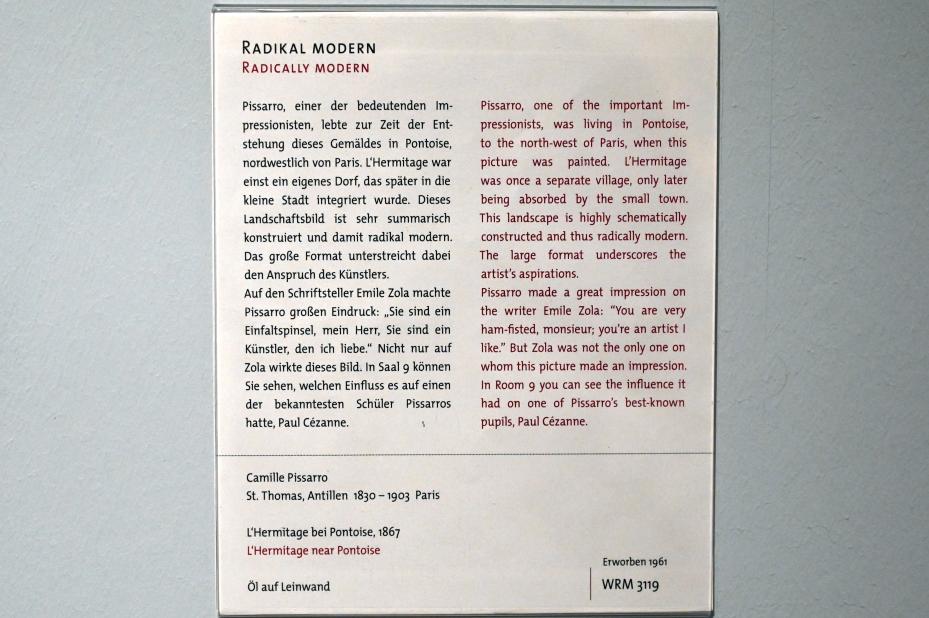 Camille Pissarro (1863–1903), L'Hermitage bei Pontoise, Köln, Wallraf-Richartz-Museum, 19. Jahrhundert - Saal 3, 1867, Bild 2/2