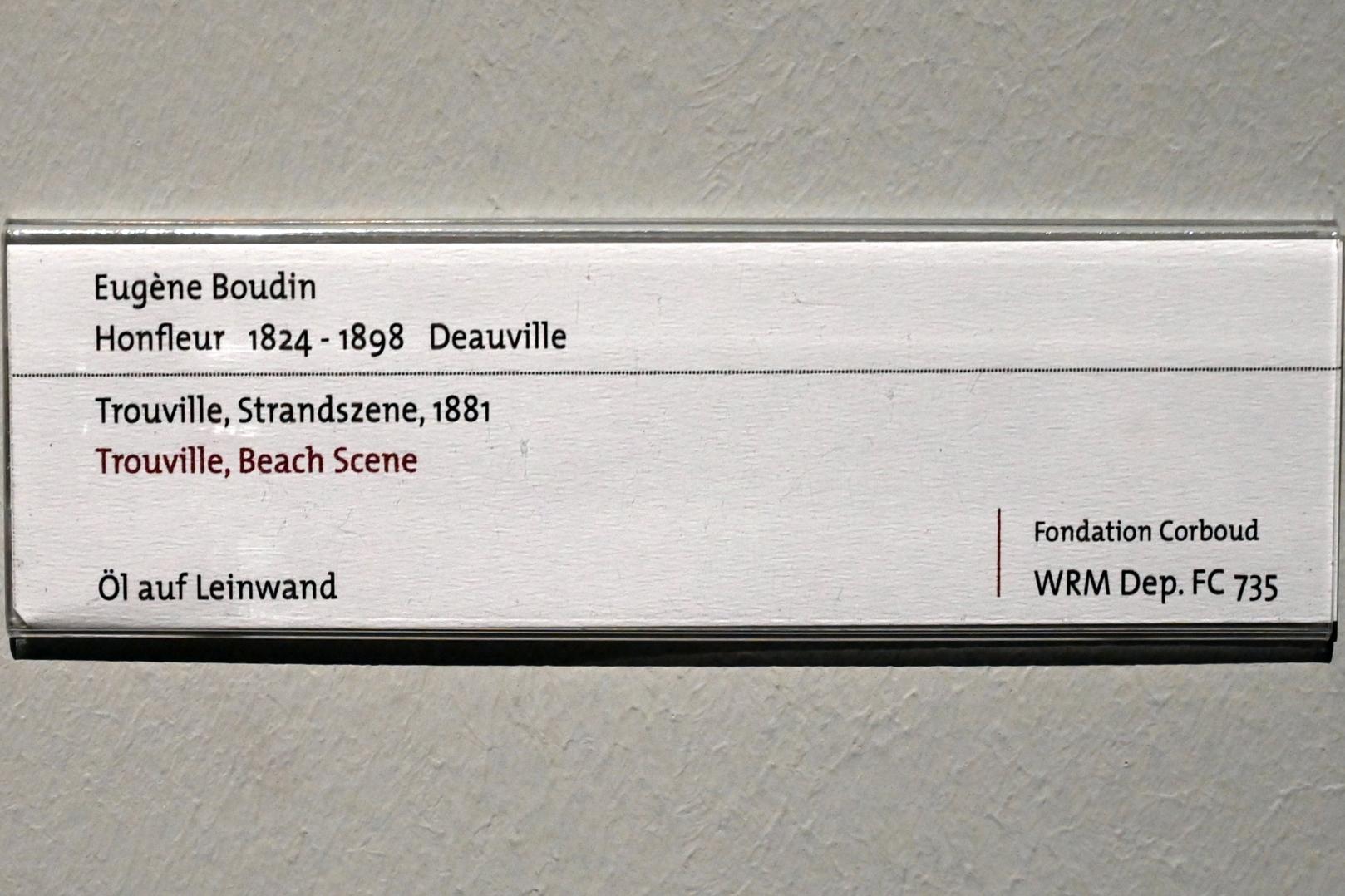 Eugène Boudin (1856–1895), Trouville, Strandszene, Köln, Wallraf-Richartz-Museum, 19. Jahrhundert - Saal 3, 1881, Bild 2/2
