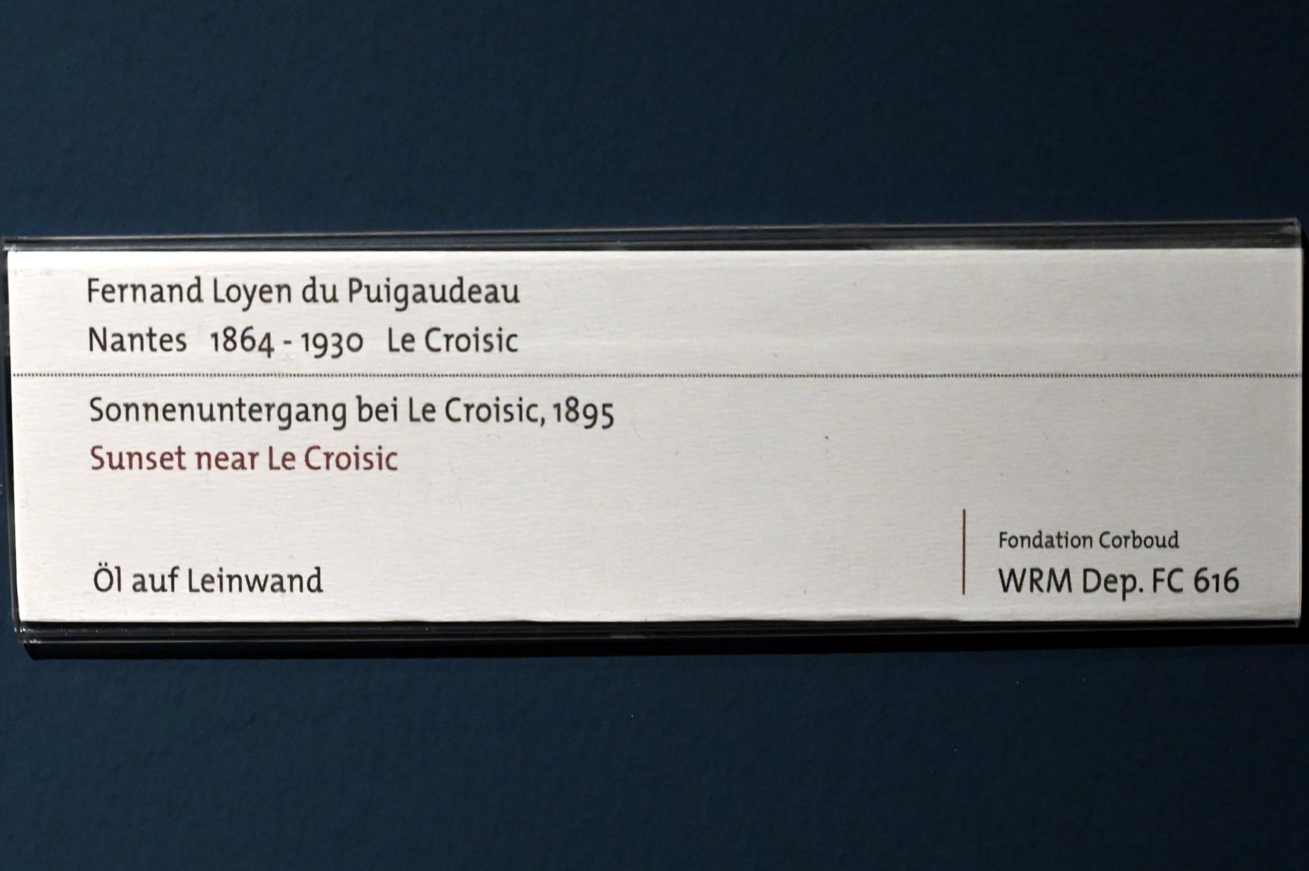 Ferdinand du Puigaudeau (1895–1896), Sonnenuntergang bei Le Croisic, Köln, Wallraf-Richartz-Museum, 19. Jahrhundert - Saal 4, 1895, Bild 2/2