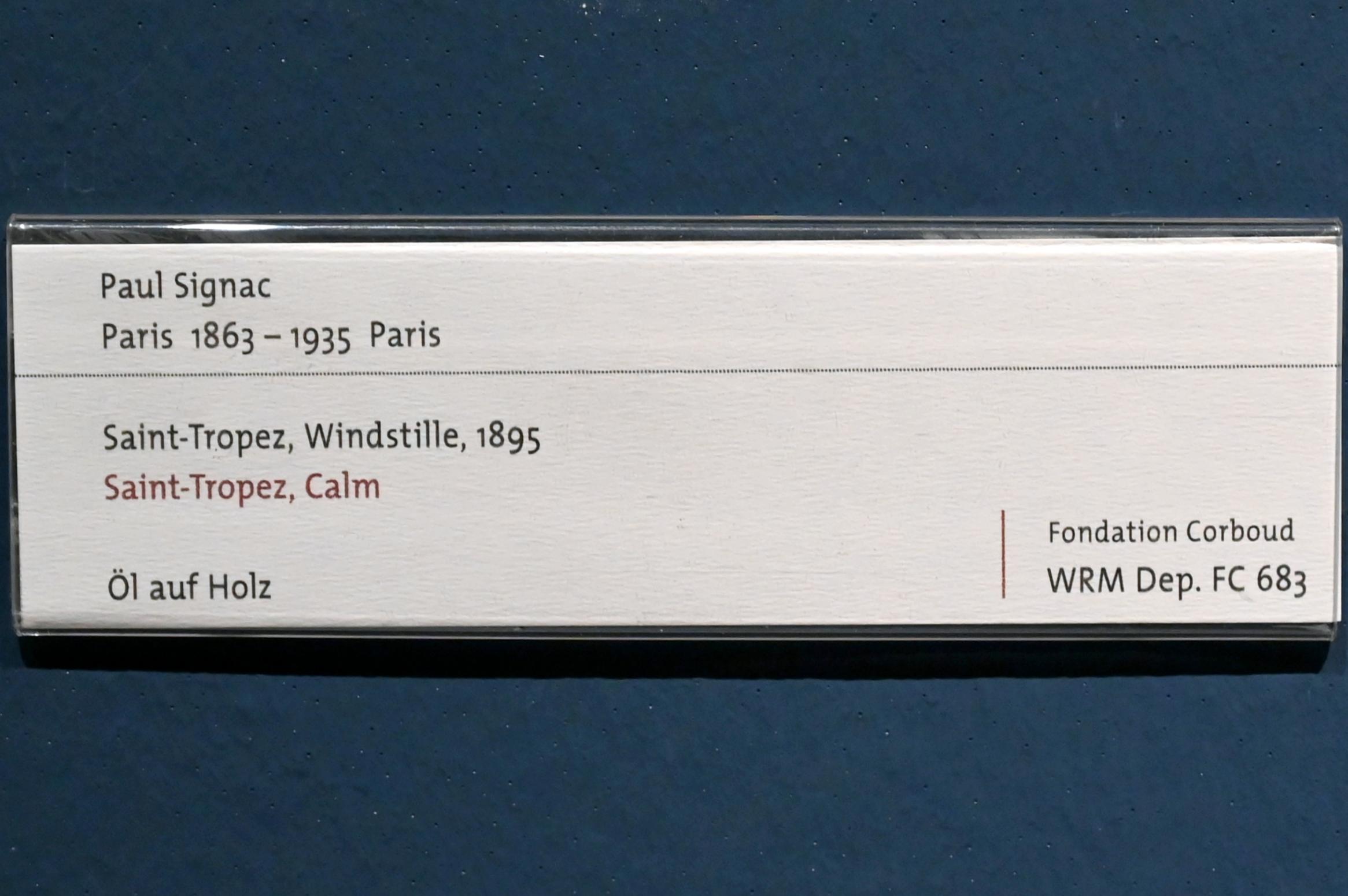 Paul Signac (1883–1933), Saint-Tropez, Windstille, Köln, Wallraf-Richartz-Museum, 19. Jahrhundert - Saal 4, 1895, Bild 2/2