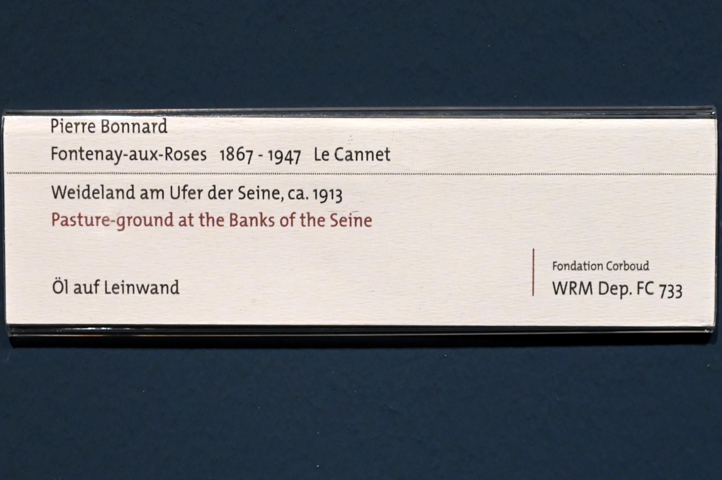 Pierre Bonnard (1893–1943), Weideland am Ufer der Seine, Köln, Wallraf-Richartz-Museum, 19. Jahrhundert - Saal 4, um 1913, Bild 2/2