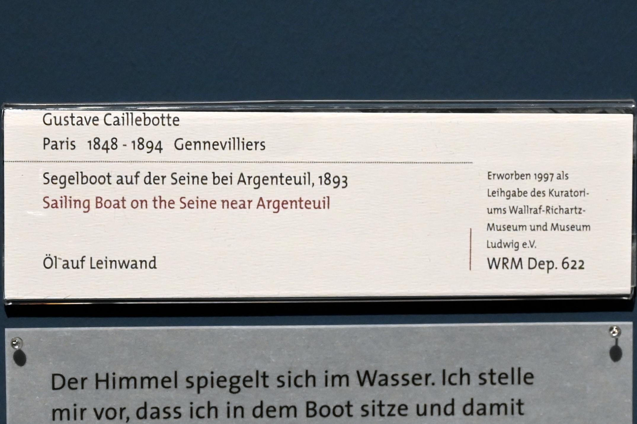 Gustave Caillebotte (1875–1893), Segelboot auf der Seine bei Argenteuil, Köln, Wallraf-Richartz-Museum, 19. Jahrhundert - Saal 6, 1893, Bild 2/2