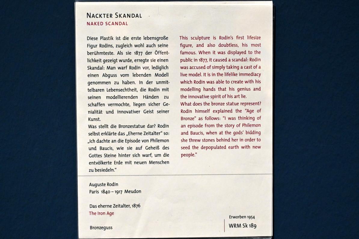 Auguste Rodin (1863–1917), Das eherne Zeitalter, Köln, Wallraf-Richartz-Museum, 19. Jahrhundert - Saal 7, 1876, Bild 3/3