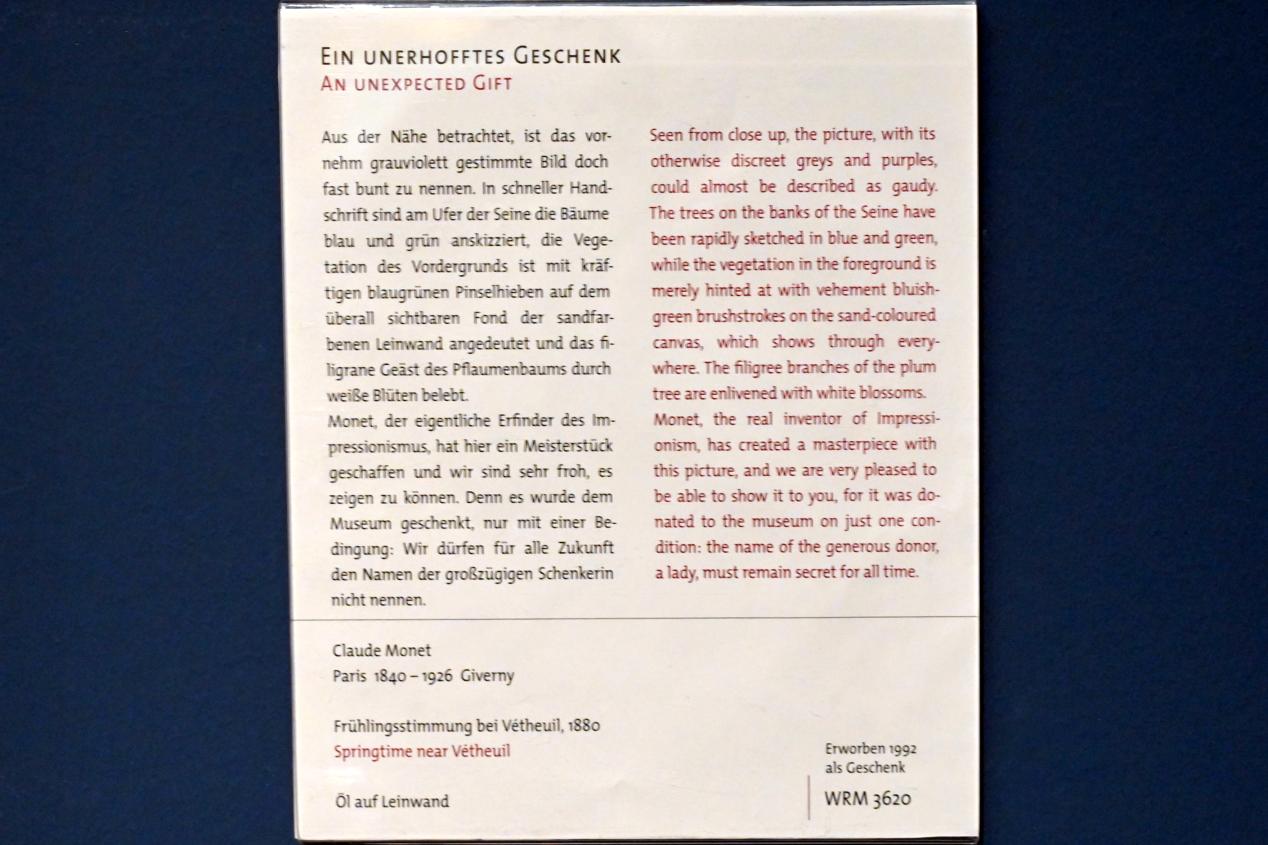 Claude Monet (1864–1925), Frühlingsstimmung bei Vétheuil, Köln, Wallraf-Richartz-Museum, 19. Jahrhundert - Saal 7, 1880, Bild 2/2