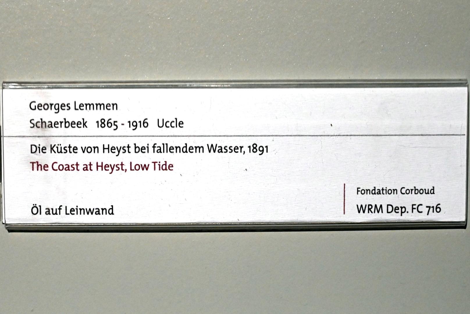Georges Lemmen (1891–1892), Die Küste von Heyst bei fallendem Wasser, Köln, Wallraf-Richartz-Museum, 19. Jahrhundert - Saal 7, 1891, Bild 2/2