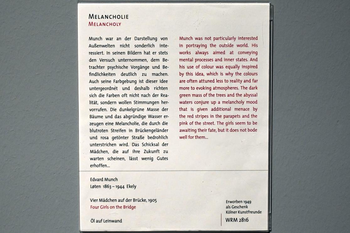 Edvard Munch (1888–1925), Vier Mädchen auf der Brücke, Köln, Wallraf-Richartz-Museum, 19. Jahrhundert - Saal 8, 1905, Bild 2/2