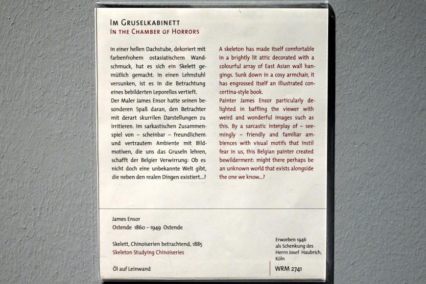 James Ensor (1880–1925), Skelett, Chinoiserien betrachtend, Köln, Wallraf-Richartz-Museum, 19. Jahrhundert - Saal 8, 1885, Bild 2/2
