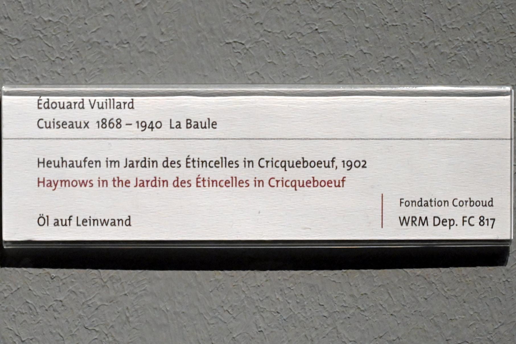 Édouard Vuillard (1889–1939), Heuhaufen im Jardin des Étincelles in Cricqueboeuf, Köln, Wallraf-Richartz-Museum, 19. Jahrhundert - Saal 8, 1902, Bild 2/2