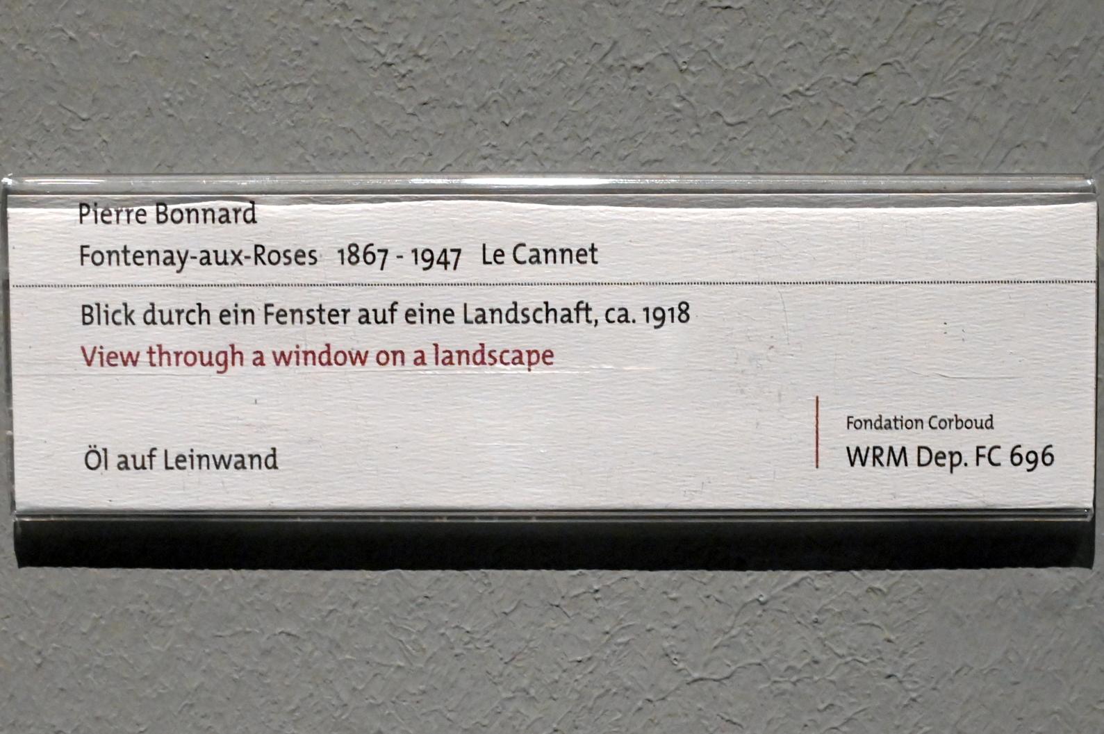 Pierre Bonnard (1893–1943), Blick durch ein Fenster auf eine Landschaft, Köln, Wallraf-Richartz-Museum, 19. Jahrhundert - Saal 8, um 1918, Bild 2/2