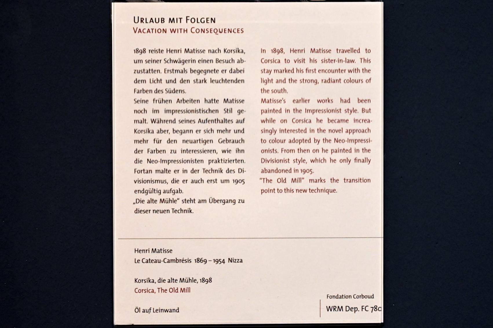 Henri Matisse (1898–1953), Korsika, die alte Mühle, Köln, Wallraf-Richartz-Museum, 19. Jahrhundert - Saal 9, 1898, Bild 2/2