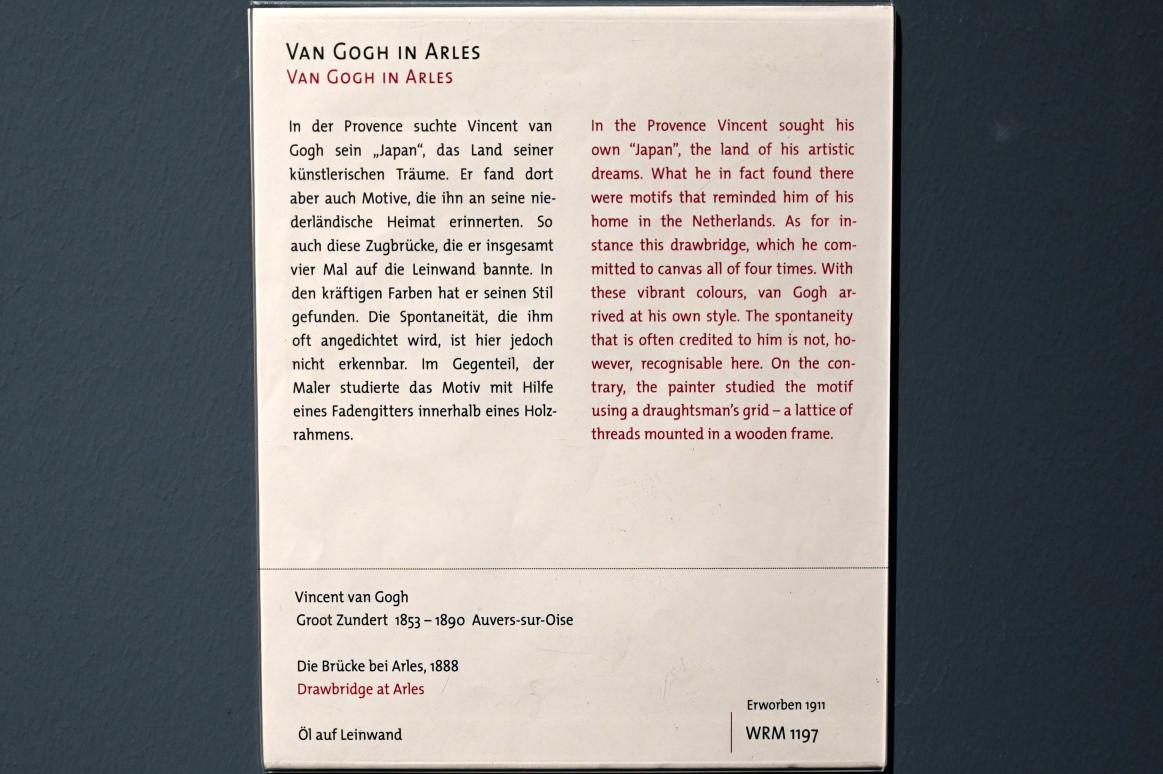 Vincent van Gogh (1882–1890), Die Brücke bei Arles, Köln, Wallraf-Richartz-Museum, 19. Jahrhundert - Saal 9, 1888, Bild 2/2