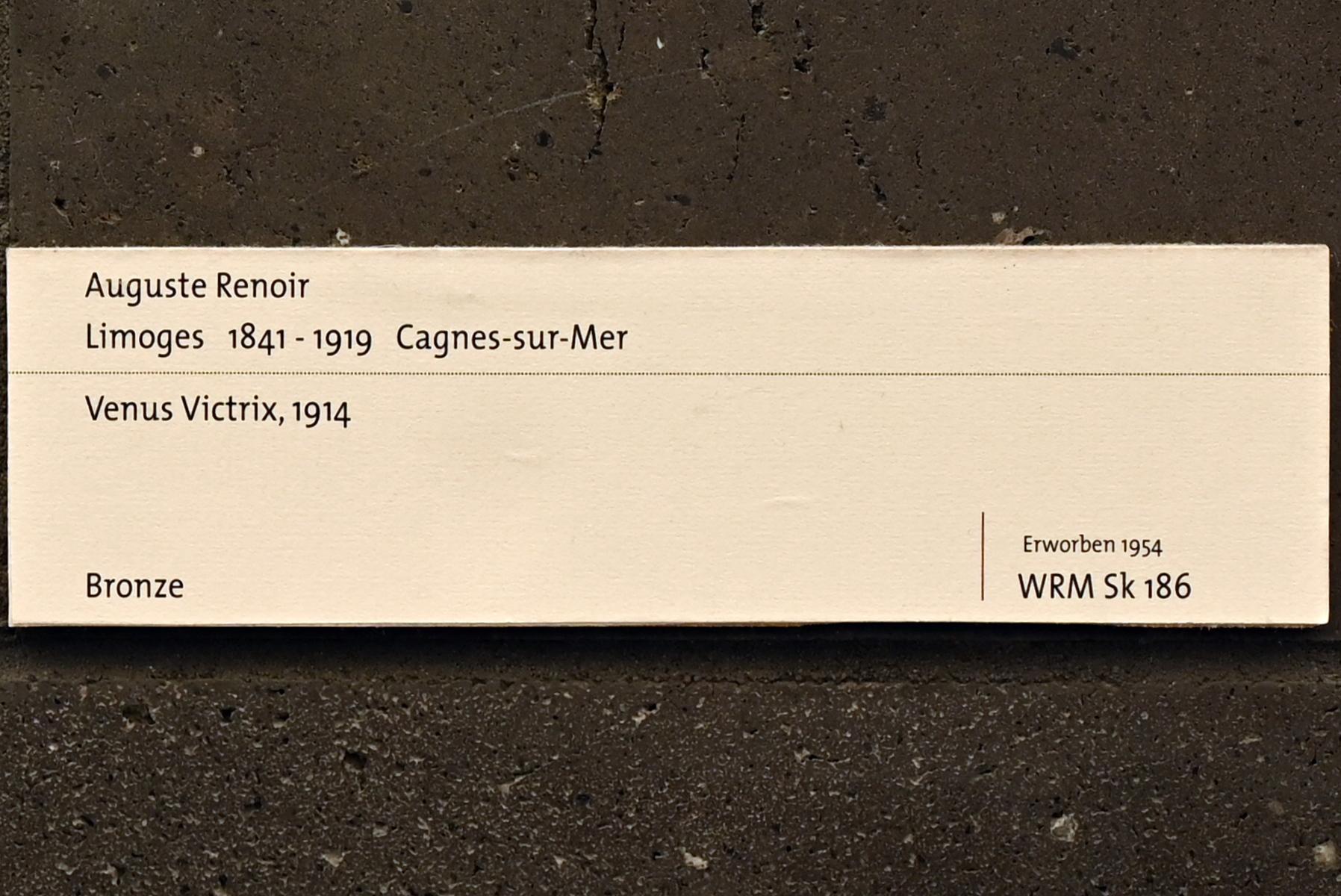 Auguste Renoir (Pierre-Auguste Renoir) (1866–1918), Venus Victrix, Köln, Wallraf-Richartz-Museum, Eingangshalle, 1914, Bild 3/3