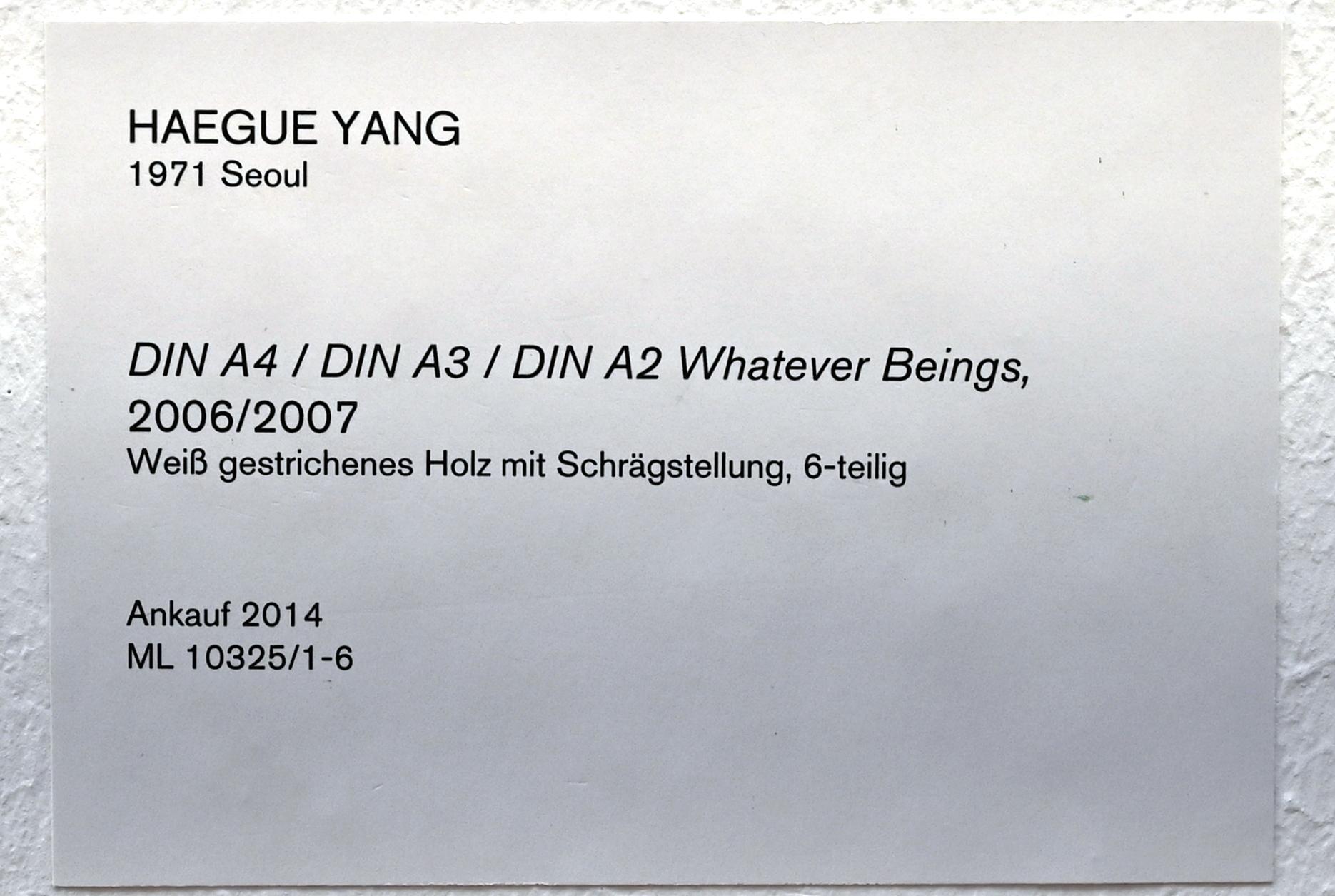 Haegue Yang (2006–2015), DIN A4 / DIN A3 / DIN A2 Whatever Beings, Köln, Museum Ludwig, 02.01, 2006–2007, Bild 2/2