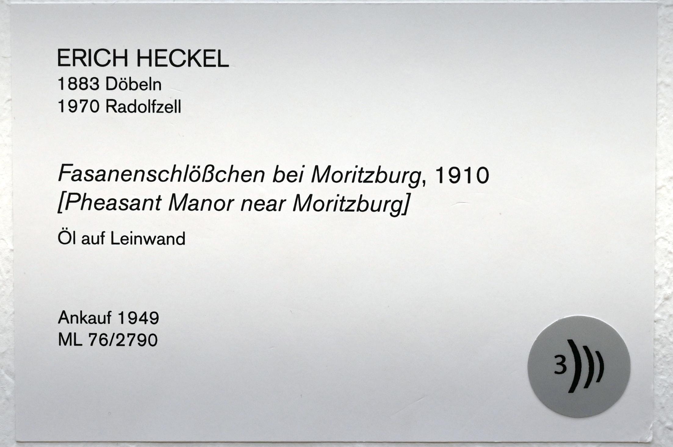 Erich Heckel (1906–1958), Fasanenschlösschen bei Moritzburg, Köln, Museum Ludwig, 02.05, 1910, Bild 2/2