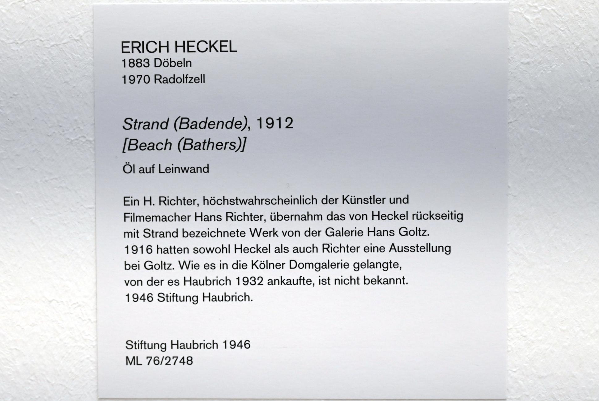 Erich Heckel (1906–1958), Strand (Badende), Köln, Museum Ludwig, 02.05, 1912, Bild 2/2